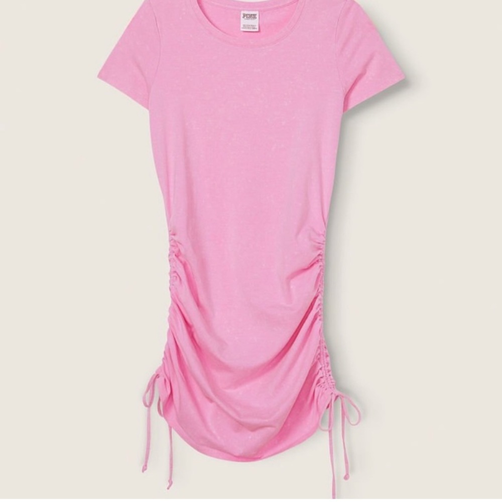PINK ruched summer dress
